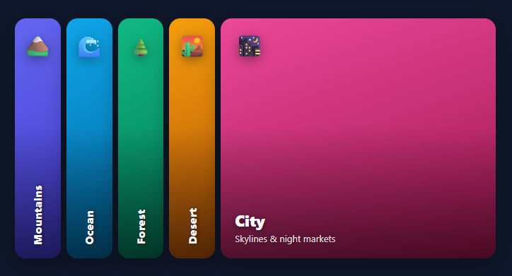 Screenshot of the Image Accordion snippet rendered live