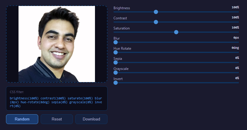 Screenshot of the Image Filter Editor snippet rendered live