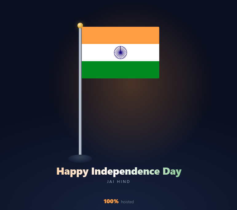 Screenshot of the Independence Day Flag Hoist snippet rendered live