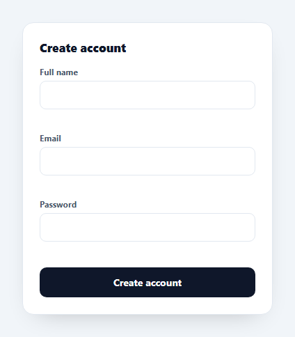 Screenshot of the Inline Validation Form snippet rendered live