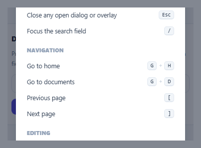 Screenshot of the Keyboard Shortcuts Help Overlay — Press "?" to Open snippet rendered live