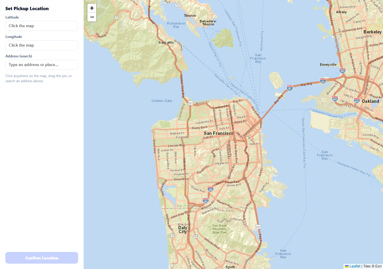 Leaflet Location Picker (Click to Set Coordinates)