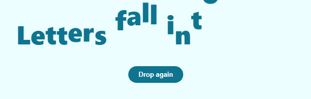 Screenshot of the Letter Gravity Drop Text snippet rendered live
