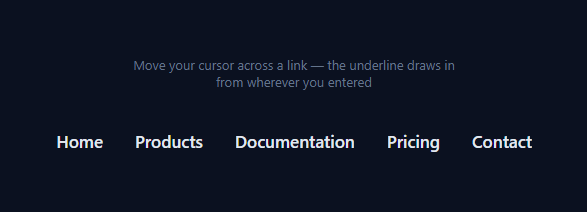 Screenshot of the Cursor-Follow Underline Draw snippet rendered live