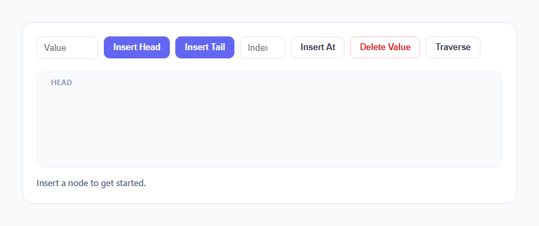 Screenshot of the Linked List Visualizer snippet rendered live