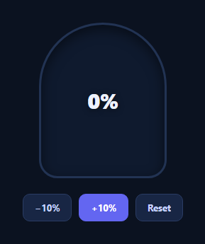 Screenshot of the Liquid Fill Progress Indicator snippet rendered live