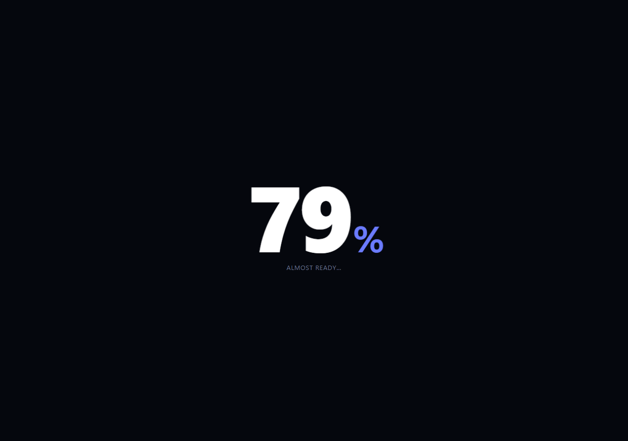 Screenshot of the Full-Screen Percentage Counter Loader snippet rendered live