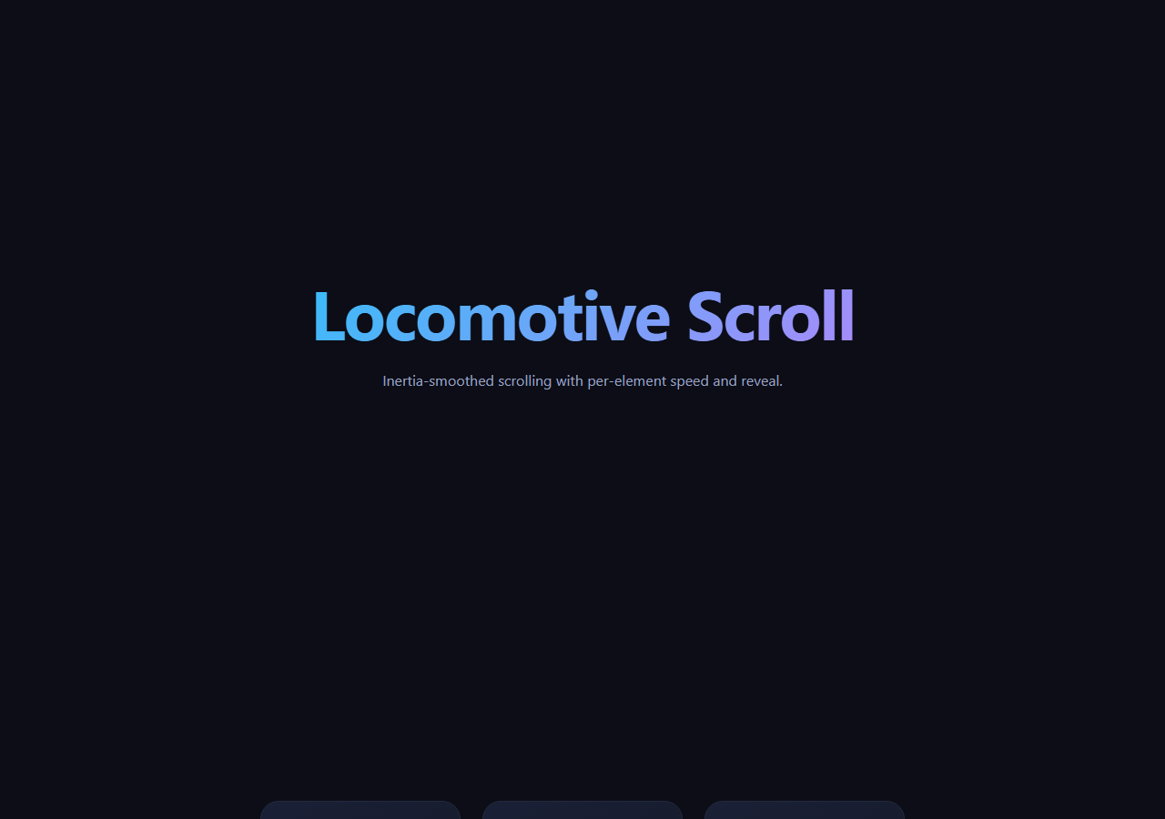 Screenshot of the Locomotive Scroll Sections snippet rendered live