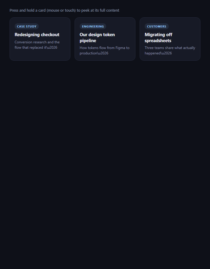 Screenshot of the Long-Press Preview (iOS-Style Peek) snippet rendered live