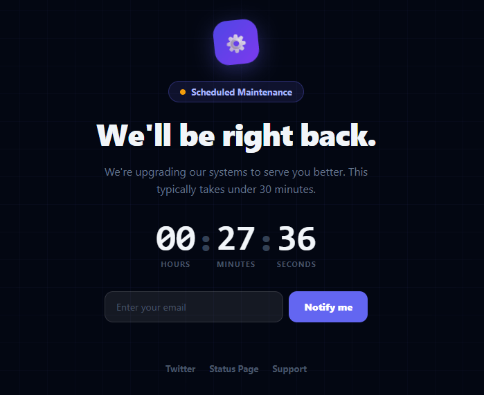 Screenshot of the Maintenance Page snippet rendered live