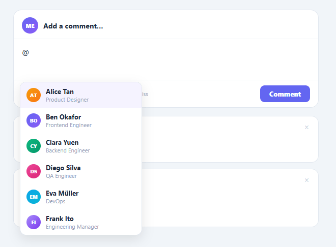 Screenshot of the Mention Autocomplete snippet rendered live