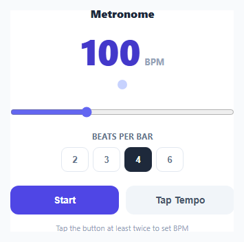Screenshot of the Metronome & Tap Tempo Tool snippet rendered live