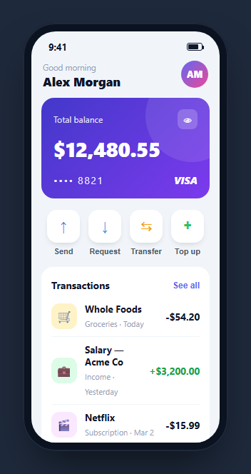 Screenshot of the Mobile Banking Screen snippet rendered live