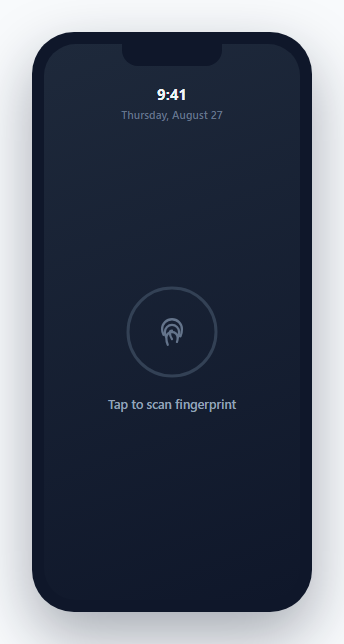 Screenshot of the Mobile Biometric Unlock Screen snippet rendered live