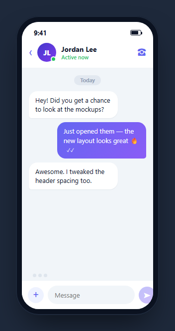Screenshot of the Mobile Chat Screen snippet rendered live