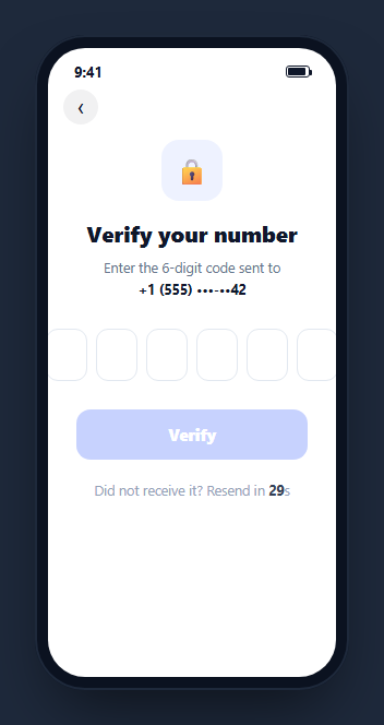Screenshot of the Mobile OTP Verification Screen snippet rendered live