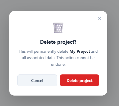 Screenshot of the Modal / Dialog snippet rendered live