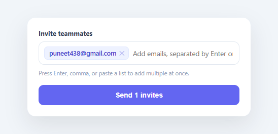 Screenshot of the Multi Email Input snippet rendered live