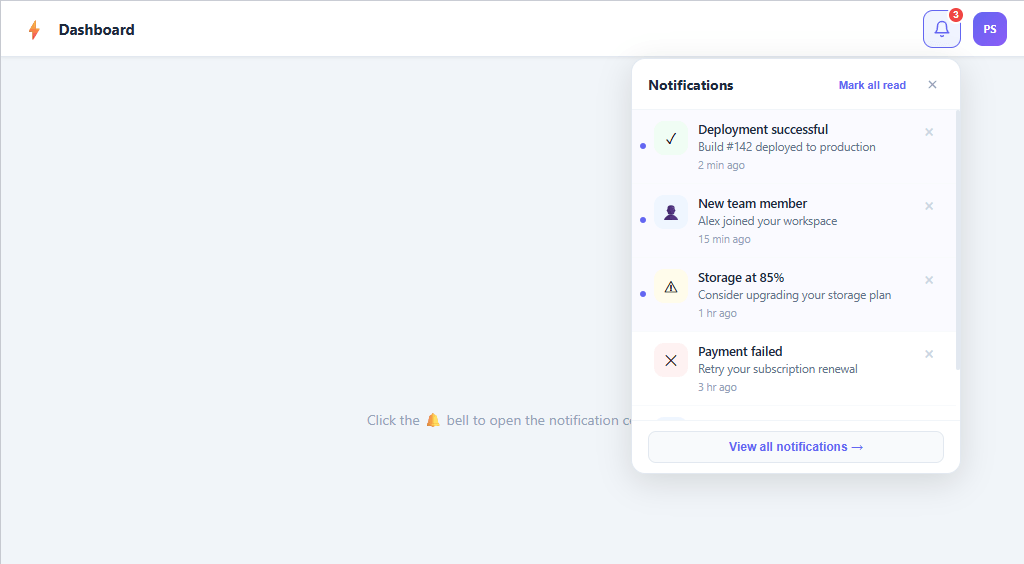 Screenshot of the Notification Center snippet rendered live