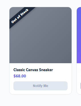 Screenshot of the Out of Stock Overlay snippet rendered live