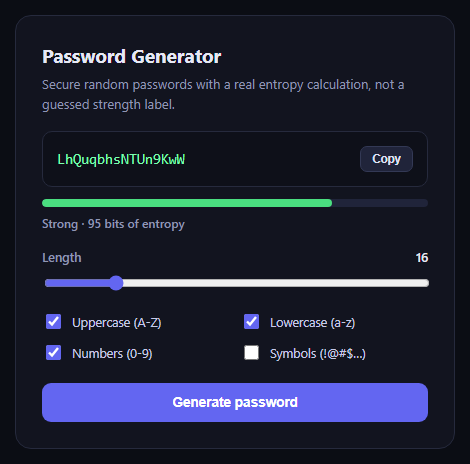 Password Generator with Entropy Meter