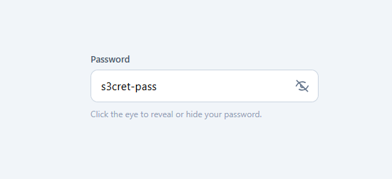 Screenshot of the Password Show/Hide Toggle snippet rendered live