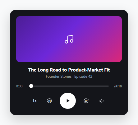Screenshot of the Podcast Player with Speed & Skip Controls snippet rendered live