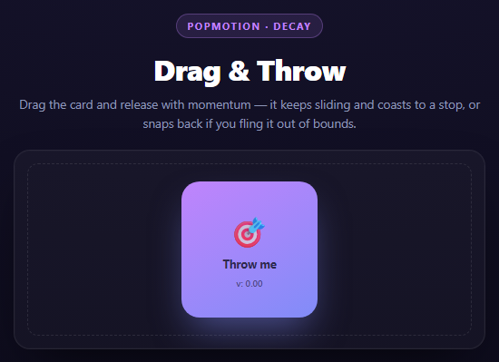 Popmotion Drag Inertia Card