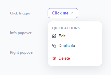 Screenshot of the Popover snippet rendered live