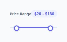 Screenshot of the Price Range Slider snippet rendered live
