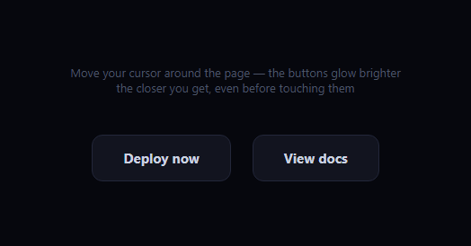 Screenshot of the Proximity Glow Button snippet rendered live