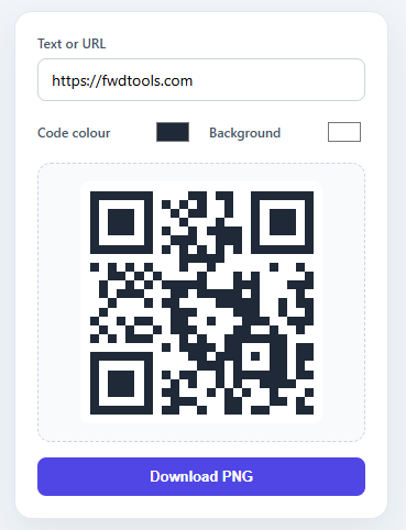 Screenshot of the QR Code Generator snippet rendered live