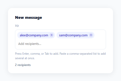 Screenshot of the Recipient Chip Input (To: Field) snippet rendered live