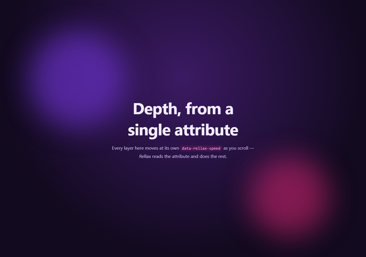 Screenshot of the Rellax Parallax Layers snippet rendered live
