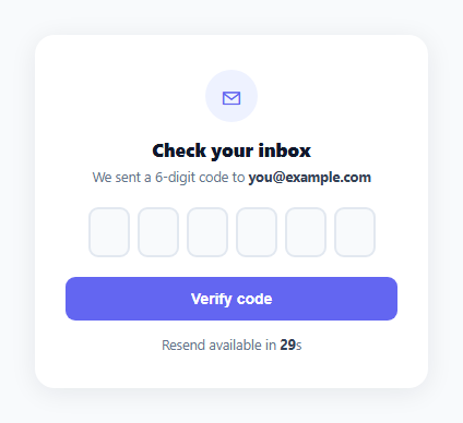 Screenshot of the Resend OTP Cooldown Timer snippet rendered live