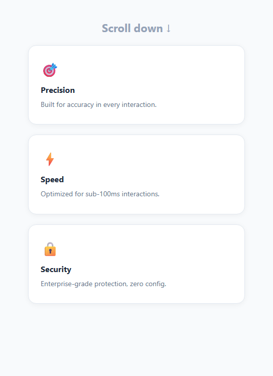 Screenshot of the Reveal on Scroll snippet rendered live