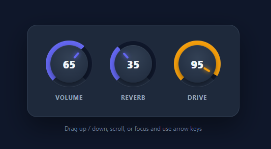 Screenshot of the Rotary Knob Input snippet rendered live