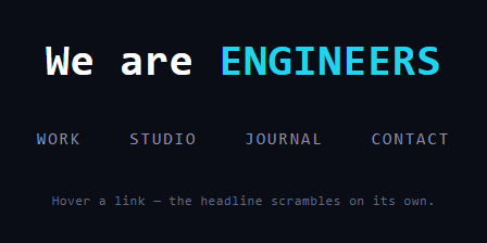 Screenshot of the Scramble Text Links snippet rendered live