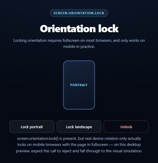 Screenshot of the Screen Orientation Lock Toggle snippet rendered live