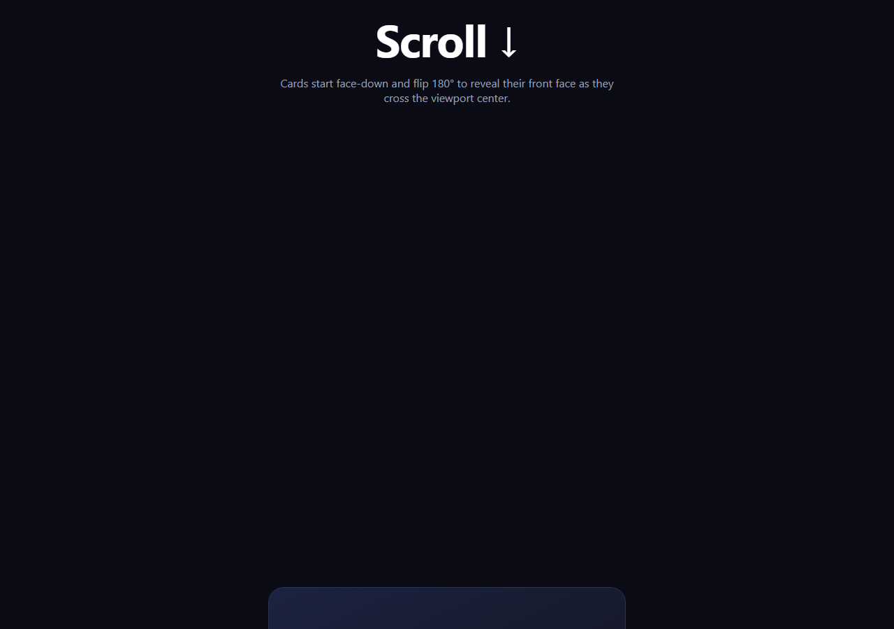 Screenshot of the Scroll 3D Flip Reveal snippet rendered live