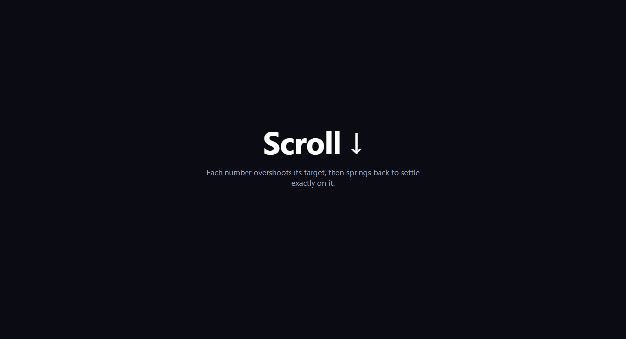 Screenshot of the Scroll-Triggered Overshoot Counter snippet rendered live