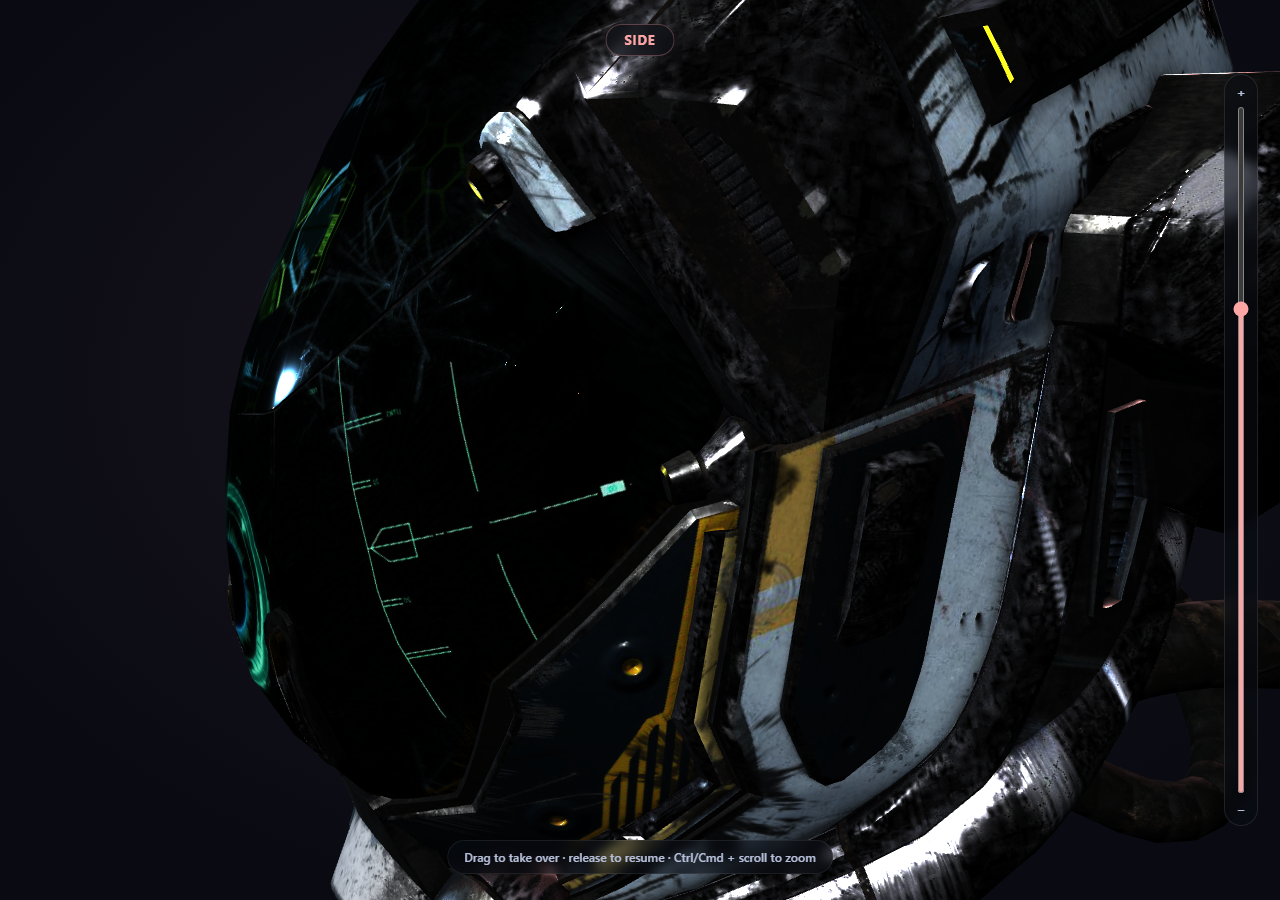 Screenshot of the Scroll GLB Camera Flythrough snippet rendered live