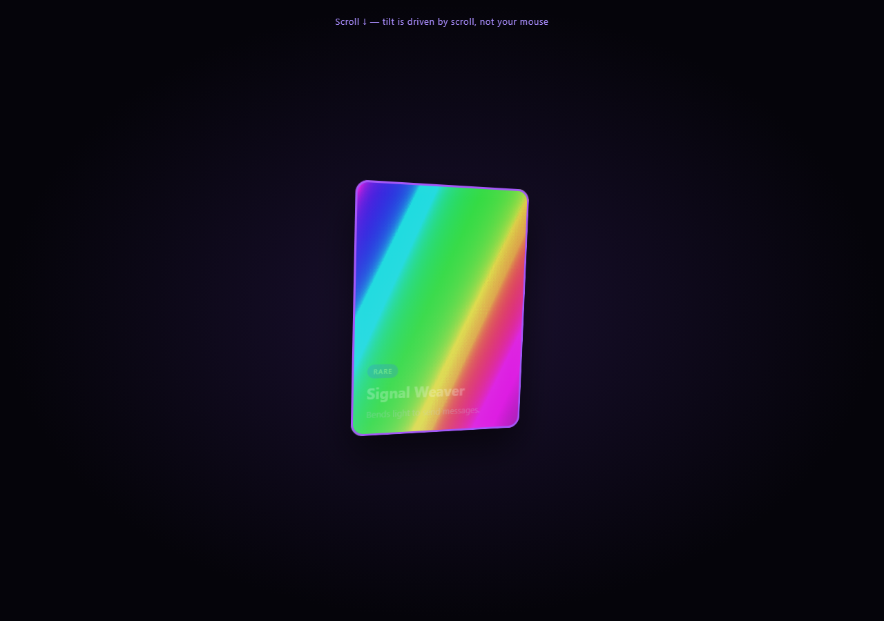 Scroll Holographic Card Tilt Story