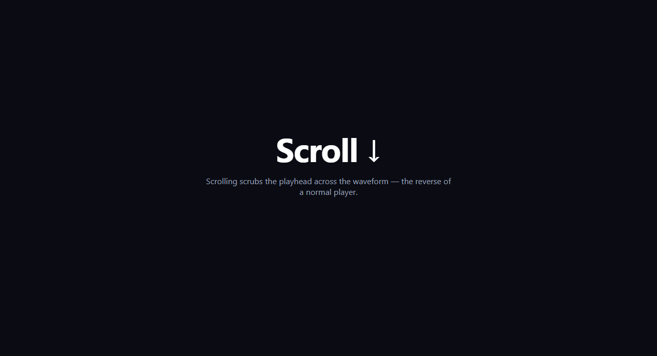 Screenshot of the Scroll-Linked Audio Waveform Scrub snippet rendered live