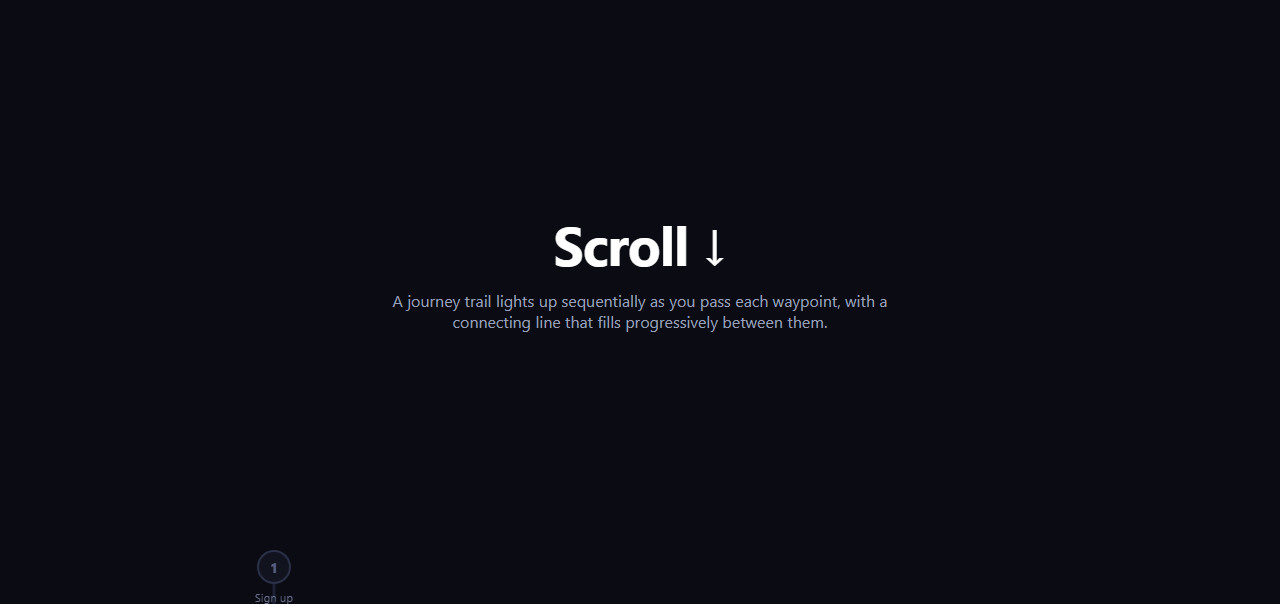 Screenshot of the Scroll Progress Journey Trail snippet rendered live