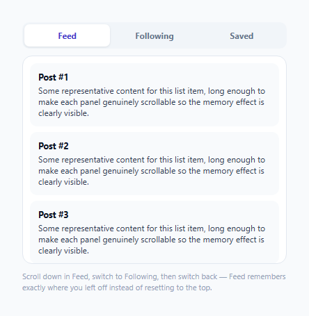 Screenshot of the Scroll Position Memory Across Tab Switches snippet rendered live