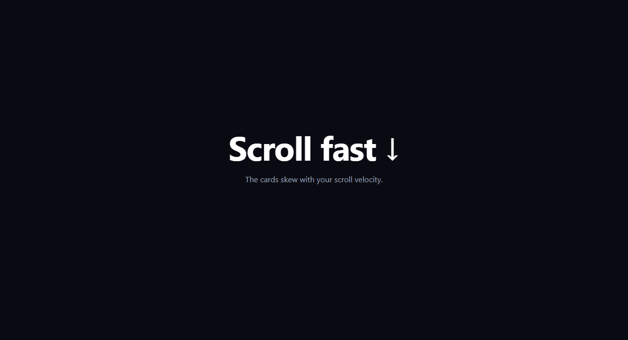 Screenshot of the Scroll Skew Velocity snippet rendered live