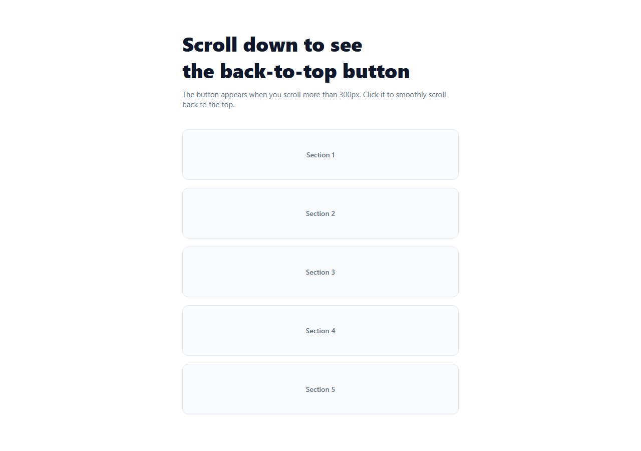 Screenshot of the Scroll to Top snippet rendered live