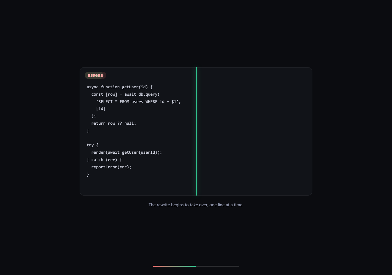 Screenshot of the Scroll Transformation Story snippet rendered live