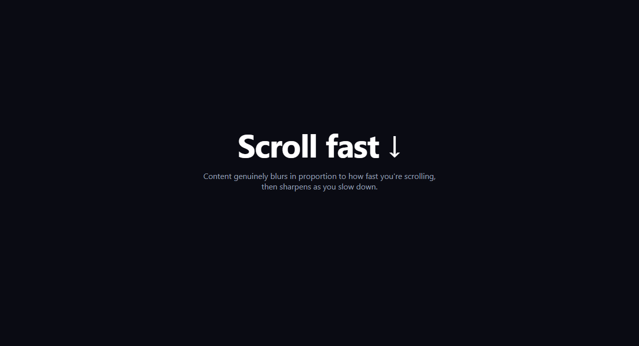 Screenshot of the Scroll Velocity Motion Blur snippet rendered live
